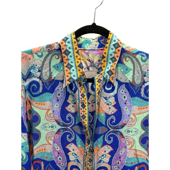 Robert Graham Charlotte Silk Paisley Shirt Dress S NWT Boho Luxe Resort Vibes - Picture 5 of 14